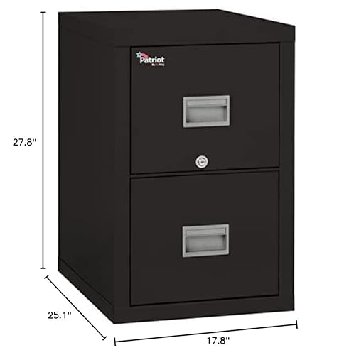 Fireking Patriot 2P1825-Cbl One-Hour Fireproof Vertical Filing Cabinet, 2 Drawers, Deep Letter Or Legal Size, 18" W X 25" D, Black, Made In Usa #TOP5