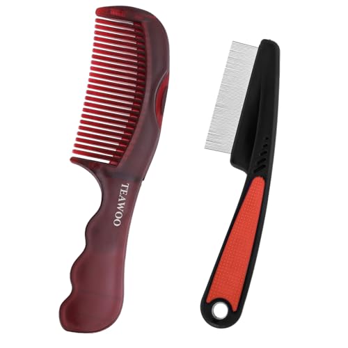 TEAWOO Patented Anti Dandruff Comb & Stainless Steel Fine Tooth Comb Kit Dandruff Remover Scalp Sweep Detoxing Massage Dandruff Removal Brush for Scalp Build Up