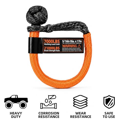 Image of ALL-TOP Synthetic Soft Shackle Rope 5 /16in x 17in (21000Lbs Max Break) UHMWPE Recovery Tow Shackles for ATV, UTV, 4x4 Vehicles, 1 PCS
