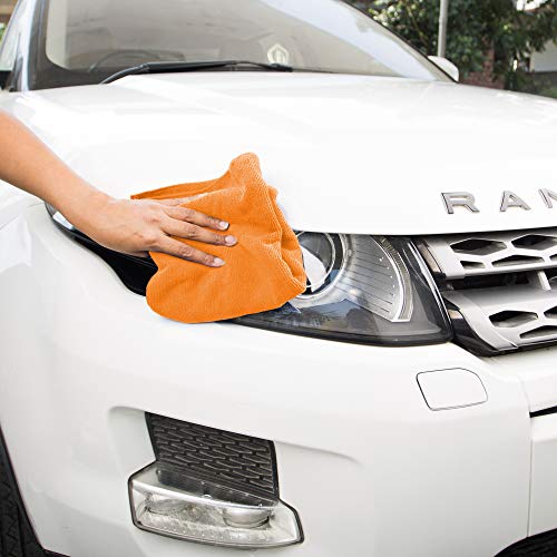 Image of SOFTSPUN Microfiber Cloth - 3 pcs 40x40 cms 340 GSM Orange Thick Lint & Streak-Free Multipurpose Cloths Automotive Microfibre Towels for Car Bike Cleaning Polishing Washing & Detailing.