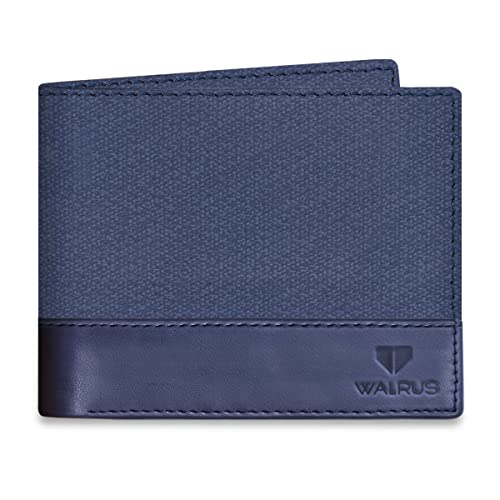 Image of Walrus Zeus II Blue Nature Friendly Vegan Leather Men Wallet with RFID Protection | Features 3 Card Slots & RFID Protected Coin Pocket | Stylish & Lightweight