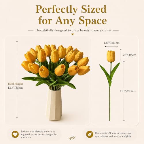 Image of Mandy's 20pcs Artificial Gold Tulips