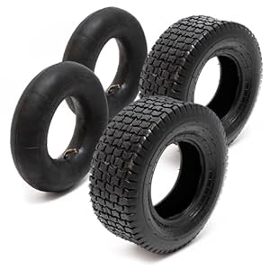 Wiltec 2X Reifenmantel 2X Schlauch für Aufsitzmäher/Rasentraktor 16x6.50-8 4PR Winkelventil