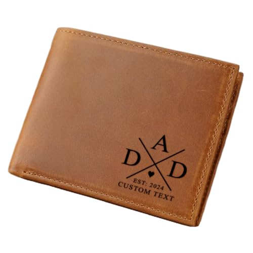 Personalized Leather Wallet For Men Valentine's Gift Custom Slim Wallet Customized Bifold Wallets For Men Engraved Genuine Leather Custom Father's Day Wallet Gift Anniversary Gift For Him Grandpa Gift