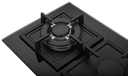 Foto von K&H Domino 2 Zonen Glas Gaskochfeld 30cm Wok Brenner Erdgas Autark Eigebaut mit Thermoelement-Flammenaustrittssystem 2Z-KHGW