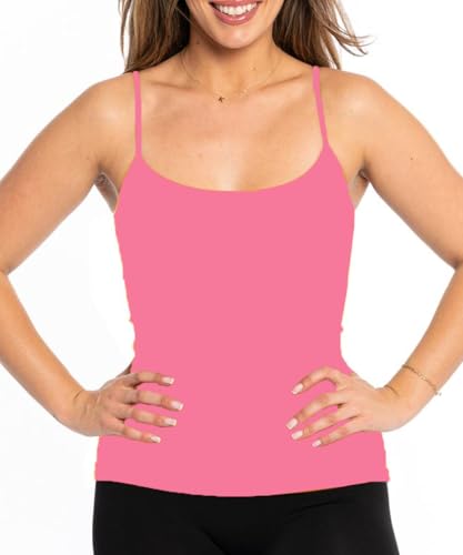 Image of Malibu Sugar Womens Camisole Tank Tops - Seamless Fitted Spaghetti Strap Cami Stretch Basic Womens Camisole for Layering XS-M