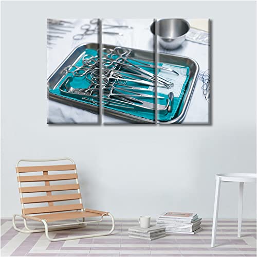 Image of TUMOVO 3 Pieces Medical Instrument Poster Home Decor Medical background Modern Artwork Medical Examination Wall Art for Living Room Stretched and Framed Ready to Hang (36 inch Wx24 H)