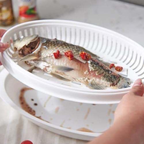 BESTonZON 1 Set of Versatile Microwave Fish with Lid food salmon poacher Vegetable Bowl - Image 4