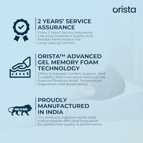 Image of Orista Advance Gel Blended Contour Memory Foam Pillow | 2 Year Warranty |Orthopedic Neck & Shoulder Support Pillow for Sleeping | Improves Posture & Spinal Alignment | 23 x 14 x 4.5 Inch | Set of 1