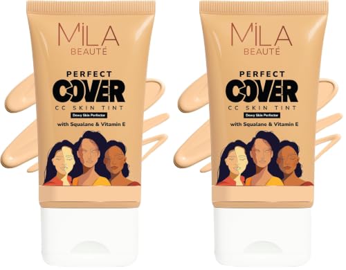 Image of Mila Beaute Perfect Cover Cc Cream With Spf 24+ I Light Makeup With Natural Coverage & Dewy Finish I Skin Tint With Squalene I Hydrate & Brighten Skin |conceal Dark Spots (25ml, Cream Puff)