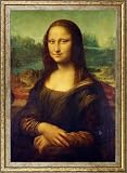 ポスター レオナルド ダ ヴィンチ (モナ リザ) A4サイズ 卓上 壁掛け インテリア 壁紙用 絵画 アートポスター 金色フレーム ゴールド