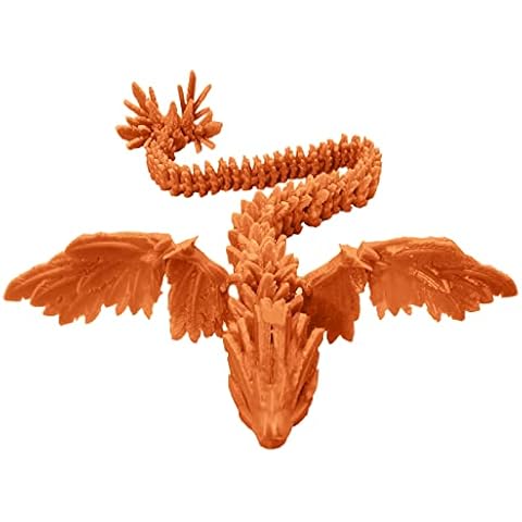 DOSSAYUN 3D Printed Dragon Toys Ancient Dragon Mother Action Figures with Flexible Flying Wings, Relief Anti-Anxiety Dragon Figurines Home Decor Collectible Figurines (Joy Orange, 13.8 in) Cover