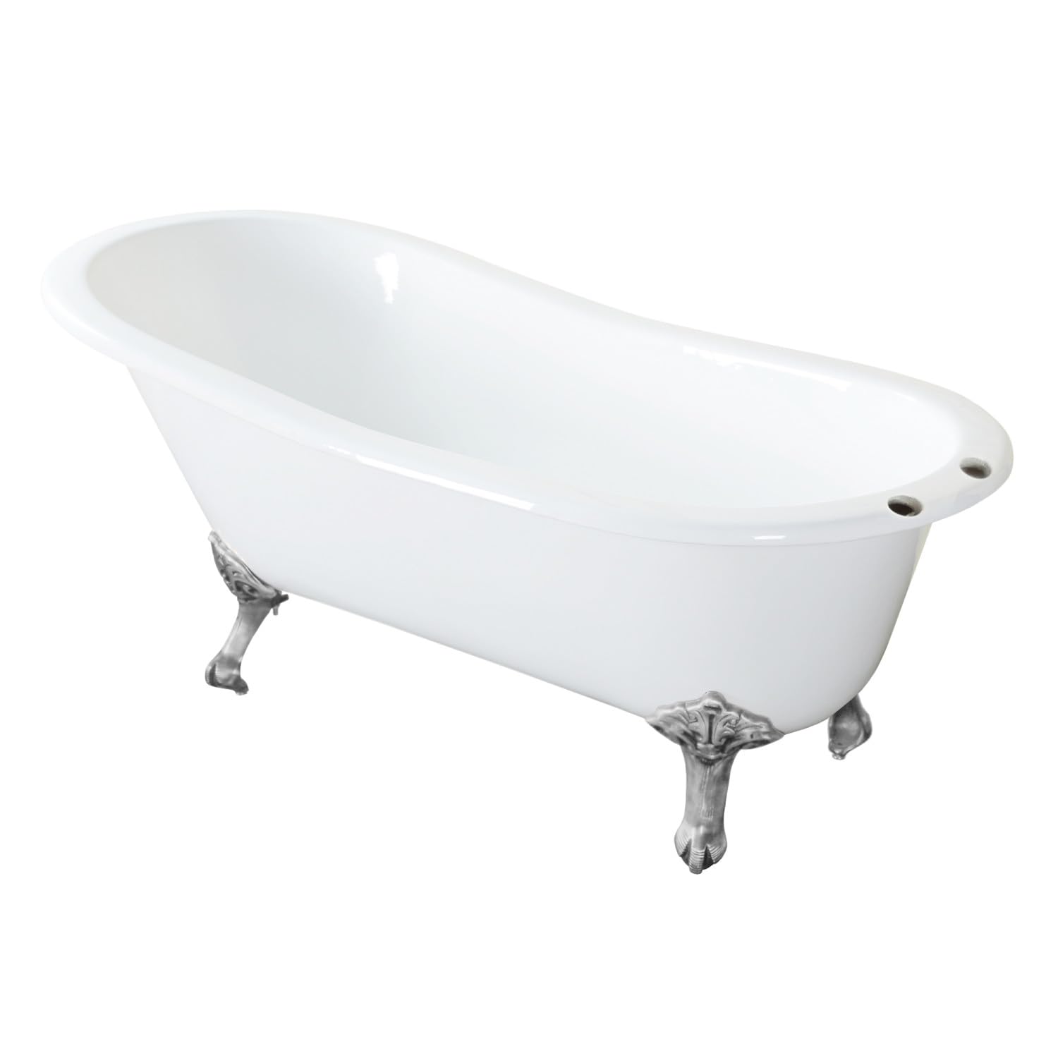 Kingston VCT7D5731B8 Single Slipper Clawfoot Tub,White/Brushed