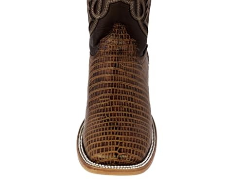 Texas Legacy Mens Honey Brown Cowboy Boots Teju Lizard Print Leather Square Toe4