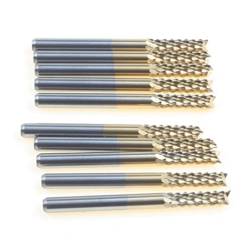BERWENNY 10pc 3.175/3.175/12MM Titanium Coated Carbide Milling Cutter End Mill Drilling Cutting Carbide Tools