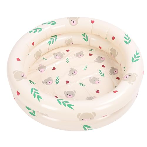 Hamwesh Piscina Inflable, Piscina para Niños Plegable Redonda Gruesa de PVC de 87x26 Cm, Inflable con Fácil Configuración para Niños, Patio Trasero, Jardín Al Aire, Uso en Verano (Oso Beige)