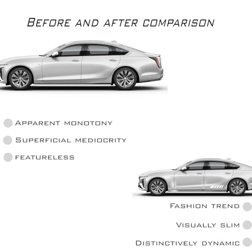 Image of 1 Pack 2 Pcs Universal Fit Car Side Skirt Body Decals, PVC, Glossy, White