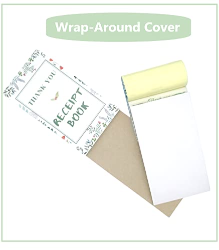 Thank You Receipt Book for Small Businesses 4x7 inches 2-Part Carbonless White Yellow 50 Sets 100 Sheets per Book with Wrap Around Cover Blank Signature Stamp Section 1 Pack