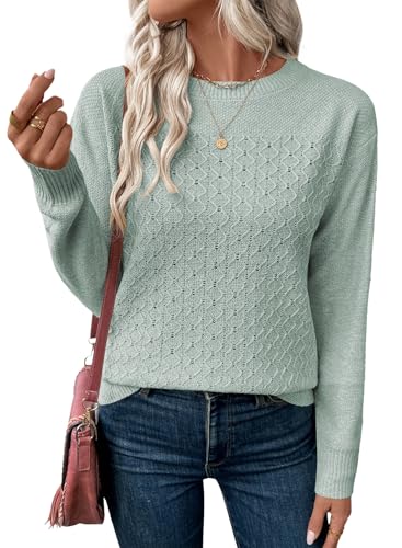 EVALESS Sweaters for Women Trendy 2025 Crewneck Long Sleeve Lightweight Knit Pullover Tops Fall Fashion Outfits