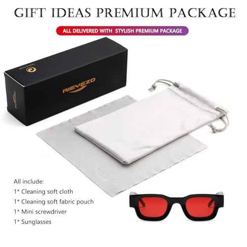 Image of AIEYEZO Modern Thick Rectangle Sunglasses for Women Men 90s Retro Chunky Square Polarized Sun Glasses UV400 Protection