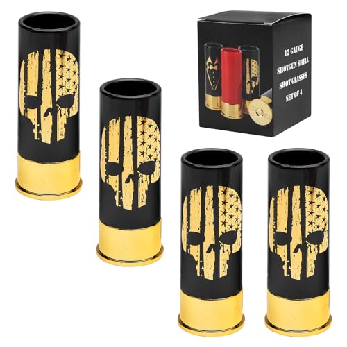 TNSLAND 4 pièces verres tête de mort, Verres à liqueur amusants, 12 GA Petit gobelet à liqueur sphérique pour tequila whiskey, Cadeaux tête de mort pour...
