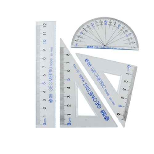 Juego de Transportador y Reglas Plásticas 12cm Azul Claro miniatura 1