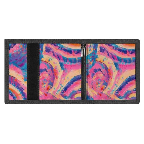 Tie-Dye Terrace Fields Spirals Trifold Wallets for Men Women Ultra Thin Card Holder Purse with Zip Coin Pocket4