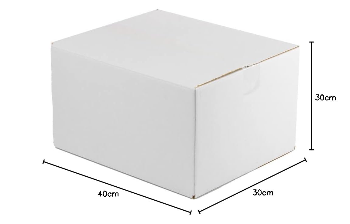 ONLY BOXES Opakowanie 20 kartonów, kolor biały, wymiary wewnętrzne 40 x 30 x 30 cm, karton z klapami wzmocniony pojedynczym kanałem do wysyłki, paczek, przeprowadzki, prezent, AMA626