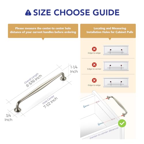 Image of Ravinte 5 Pack 7-1 /2 Inch Brushed Nickel Kitchen Cabinet Handles Solid Zinc Alloy Cabinet Pulls Cupboard & Drawer Handles