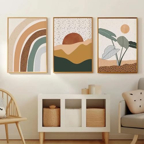 Peinture sur toile bohème pour créer une ambiance sereine et lumineuse dans votre chambre à coucher