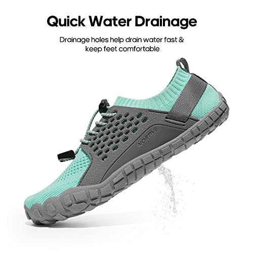 NORTIV 8 Women's Water Shoes Barefoot Quick Dry Aqua Swim Shoes for Beach Sports Fishing Hiking Boating Surfing Shoes TREKLADY,Size 6.5,Light Blue/Grey