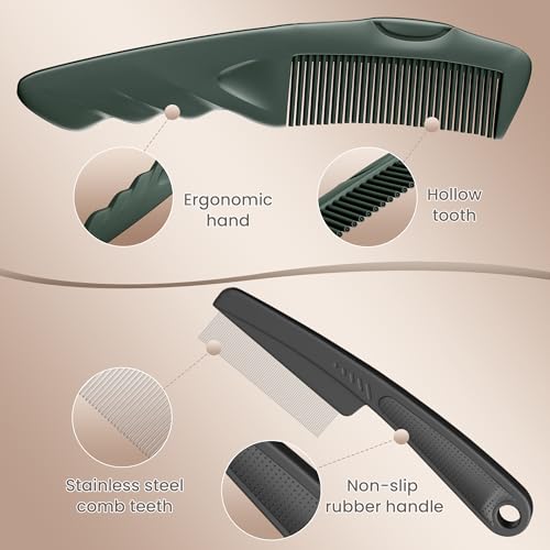 Dafeng Dandruff Comb 2PC Upgraded Fine Tooth Scalp Detox for Women Men Kids, Stainless Steel Scalp Sweep Massage Lice Removal Hair Care Tool, Green — view 5