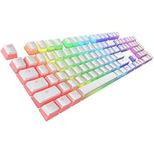 Tecware Pudding PBT Keycaps Set | Clear and White Jelly-Style | Double Shot PBT for Phantom & Phantom+ Keyboards | OEM Profile 112 Keys with Puller | US ANSI Layout | Compatible with MX-Style Switches