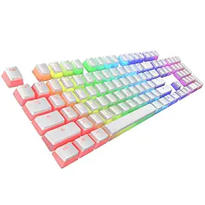 Tecware PBT Keycaps, Double-Shot PBT Keycap Set, for Mechanical Keyboards, Full 112 Keys Set, OEM Profile, English (US, ANSI) (Pudding White)