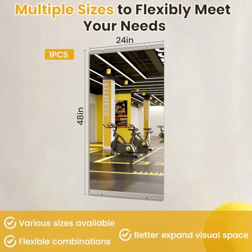 Image of LOAAO Gym Mirror, 48 inchx24 inch, 1 PCS, Tempered Glass