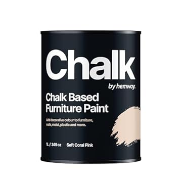 Hemway - Chalk Based Furniture Paint - Soft Coral Pink 1 L | Chalky Matt Shabby Chic Finish for Interior & Exterior Home Decor | Quick Dry & All-in-one