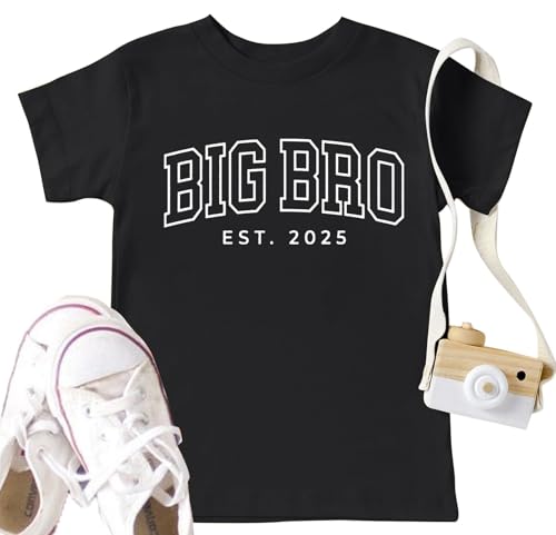 Big Brother Shirt Toddler Baby Boys Embroidery Big Bro Est. 2025 T-Shirt Big Brother Announcement T-Shirt Summer Tops