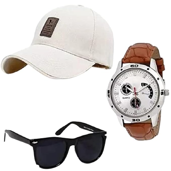 LAVISHABLE Pack of 3 Stylish Dial Watch, Stylish Sport Baseball Cap & Stylish Aviator Sunglass for Men's and Boy's GFMN-1067(3-COMBO-GFMN1109_bzr) Multicolour-picture-26