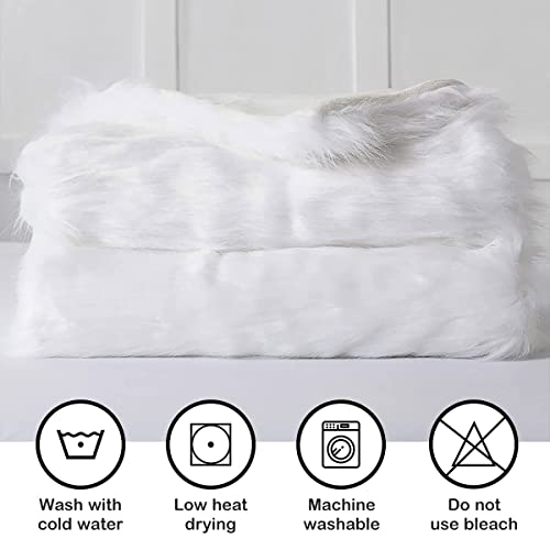 Luxury Plush Faux Fur Throw Blanket, Long Pile White Throw Blanket, Super Warm, Fuzzy, Elegant, Fluffy Decoration Blanket Scarf For Sofa, Armchair, Couch And Bed, 60''X80'' #TOP2