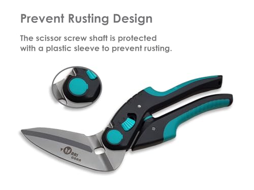 VARICONN 10 inch Heavy Duty Scissors, Multipurpose, Stainless Steel, Serrated Blade, Industrial Shears for Carpet, Cardboard and Recycle, Soft Grip, Easy Cutting Thick Paper, Leather, Sewing Fabric - Image 4