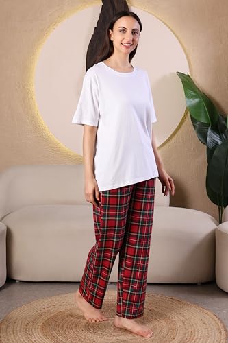 Image of KSHS Printed Round Neck Short Sleeve Nightsuit Set | Pajama Set | Casual Night Dress for Women