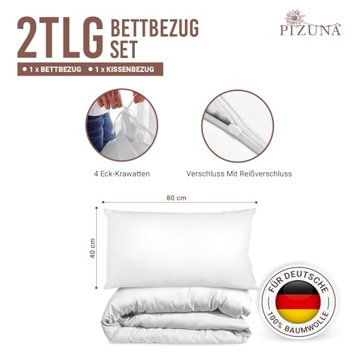 Pizuna Bettwäsche 155x200 Baumwolle Weiß 400 Fadenzahl – Ansicht 3