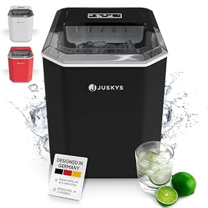 Juskys Eiswürfelmaschine klein mit Eiswürfelbehälter für Eiswürfel (Schwarz - 6-13 min - 12 kg/Tag) Ice Cube Maker, Eiswürfelbereiter IceOracle