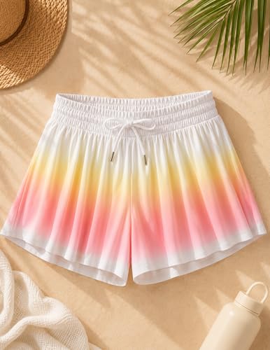 Image of 1 or 3 Pack Girls Flowy Shorts with Spandex Liner & Pocket, 2-in-1 Athletic Butterfly Shorts for Running Dance