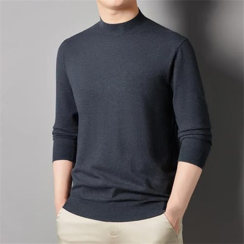 Men's Semi-Turtleneck Thin Sweater Knitted Casual Solid Color Sweater3