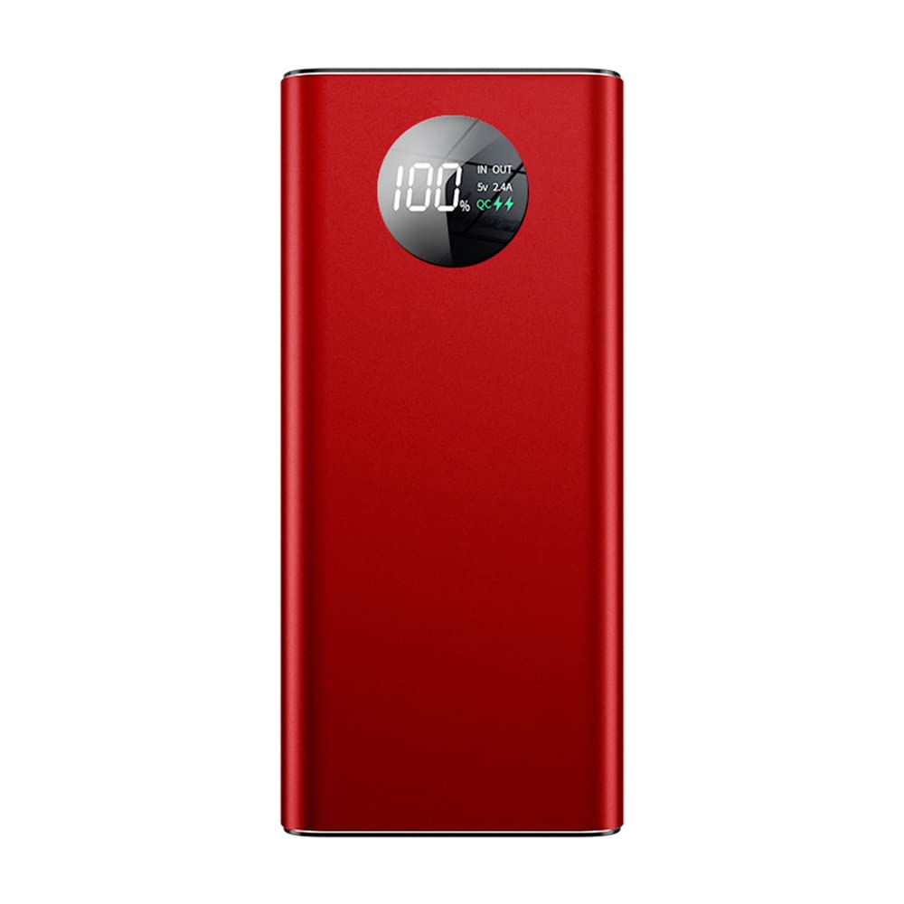 Fast Charging Power Bank PD20W Portable 30000mAh Charger Digital Display External Battery Pack Flashlight for iPhone (Red)
