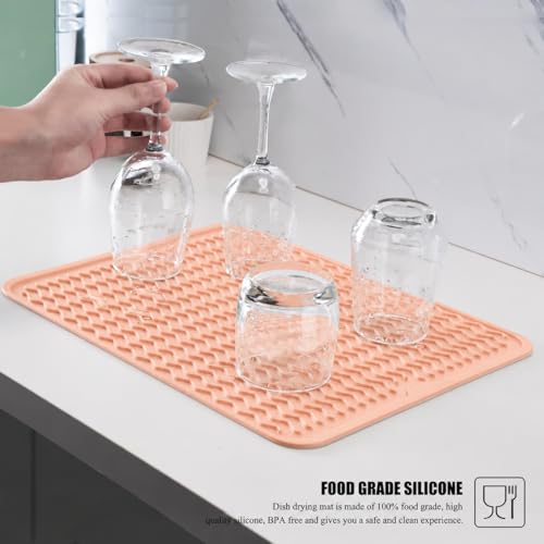 Image of HOMETHREADS Silicone Dish Drying Mat, Silicone Draining Board Mat, Silicone Dish Draining Mats, Kitchen Sink Dish Drainer Mat Racks for Kitchen Counter Protector, 40x30cm (Cream)