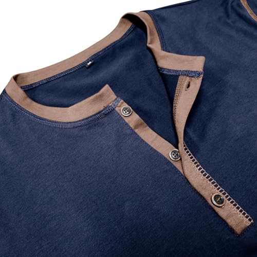 Mens Short Sleeve Shirts Casual Cotton Henley Shirts Slim Fit Summer Classic T-Shirts4