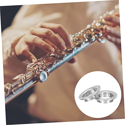 Marmerdo 2Pcs Flute Pressure Pad Brass Fittings Flute Accessories Flute Part Recorder Instrument Flute Pad Cup Sleeves Replacement Open Hole Flute Supply Metal Flute Supply Silver Coaster #TOP2