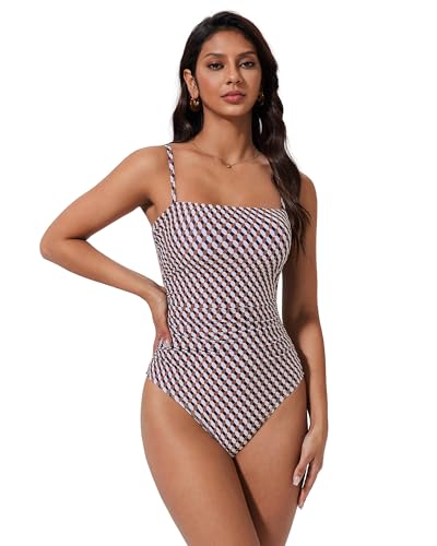 Image of SUUKSESS Women Sexy One Piece Swimsuit Tummy Control Square Neck Bathing Suit